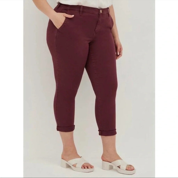 NWT TORRID Stretch Cropped Twill Chino Pant - Picture 2 of 14